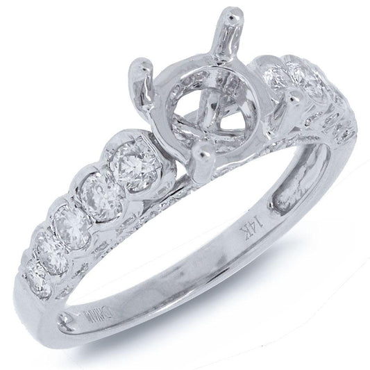 14k White Gold Diamond Semi-mount Ring - 0.77ct