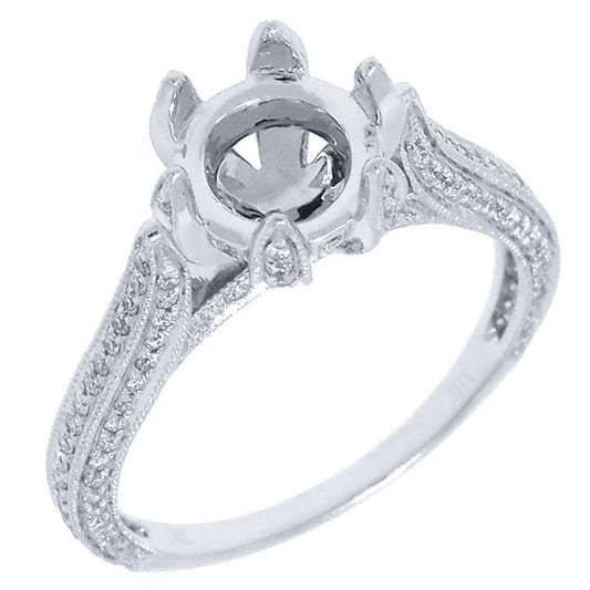 14k White Gold Diamond Semi-mount Ring - 0.48ct