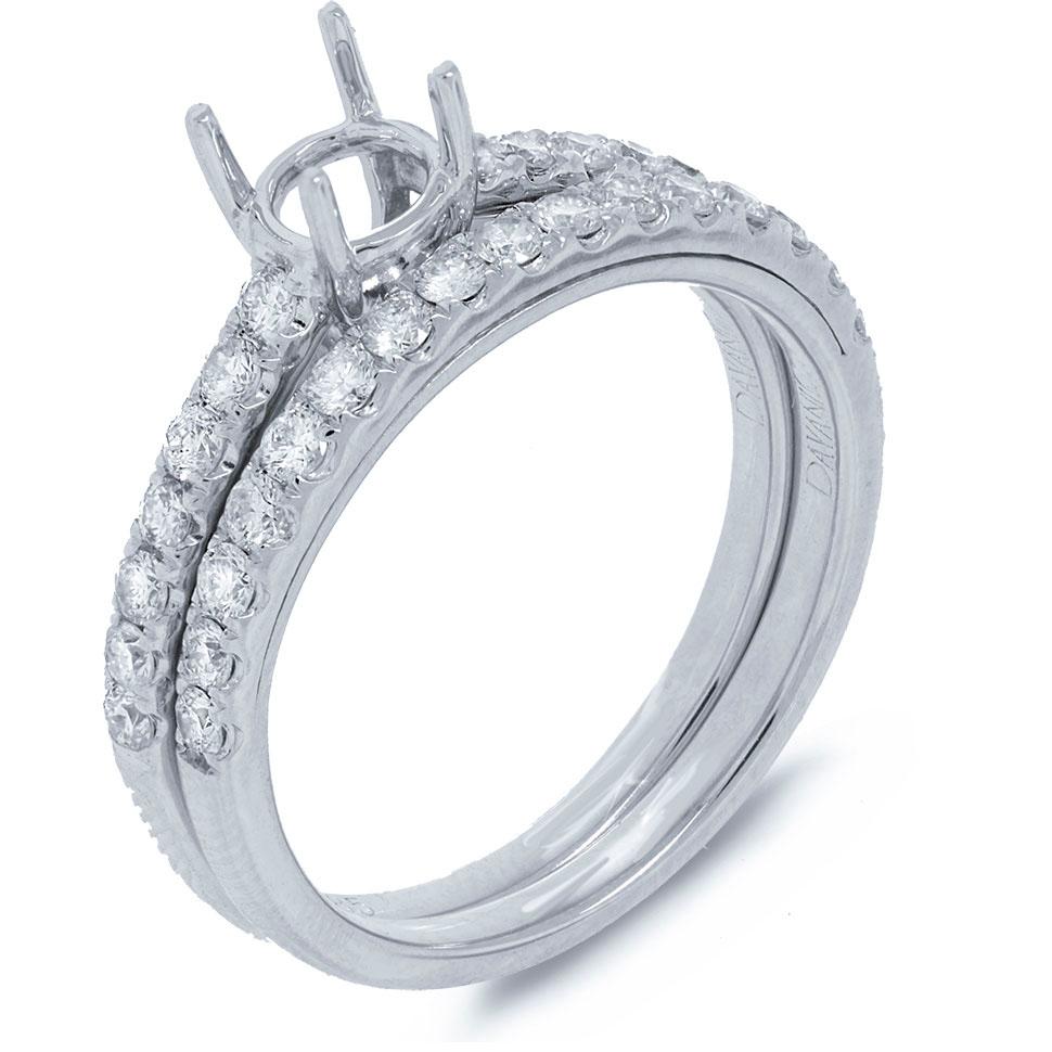 14k White Gold Diamond Semi-mount Ring - 0.66ct