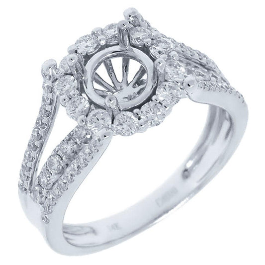 14k White Gold Diamond Semi-mount Ring - 0.94ct