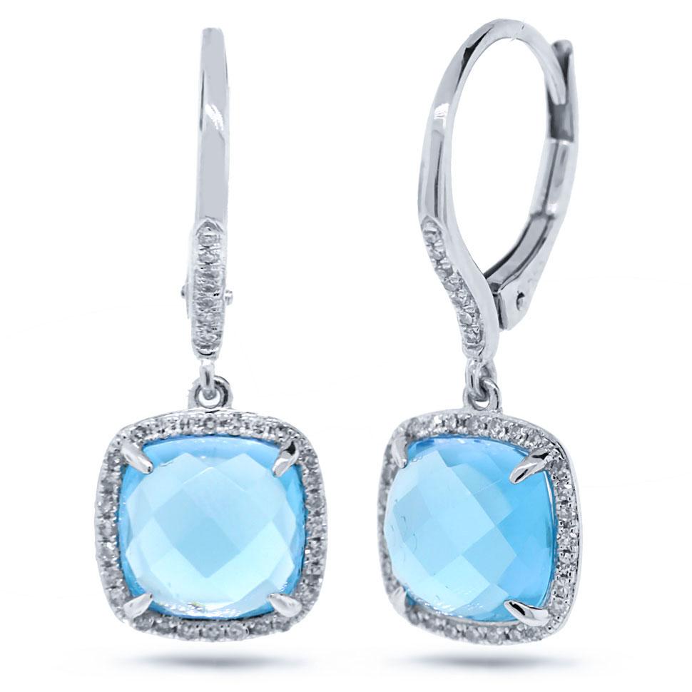 Diamond & 5.17ct Blue Topaz 14k White Gold Earring - 0.21ct