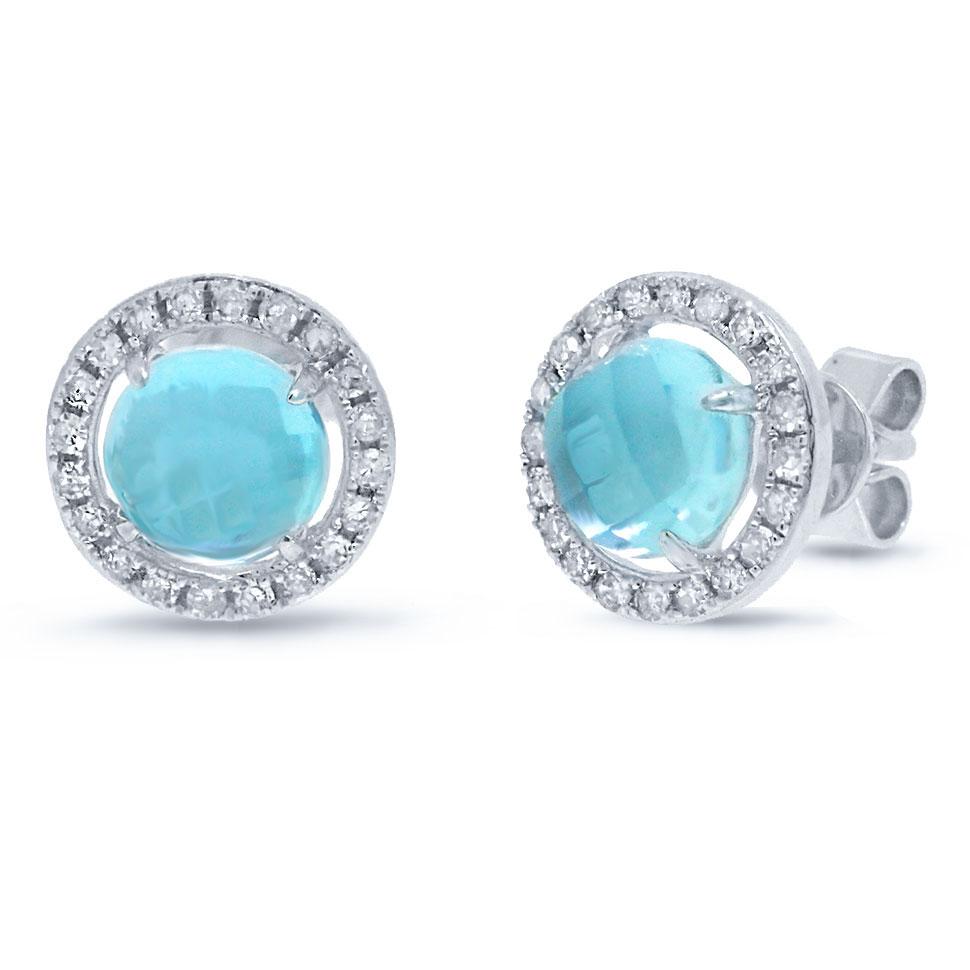 Diamond & 2.38ct Blue Topaz 14k White Gold Earring - 0.21ct