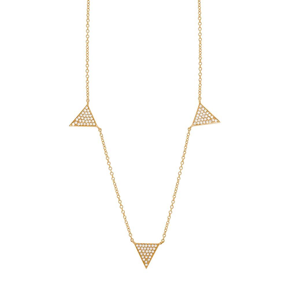 14k Yellow Gold Diamond Pave Triangle Necklace - 0.23ct