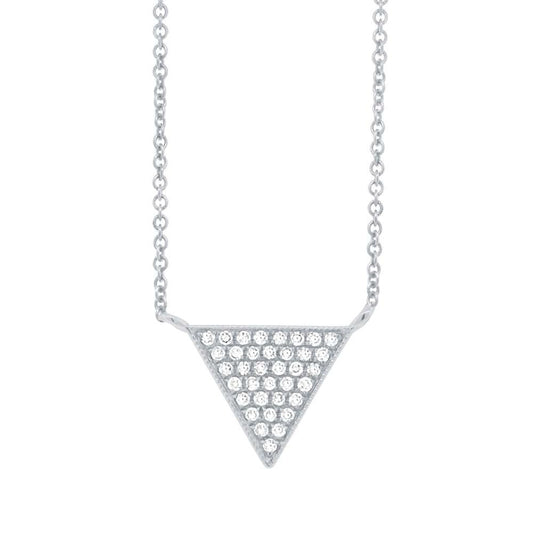 14k White Gold Diamond Pave Triangle Pendant - 0.07ct