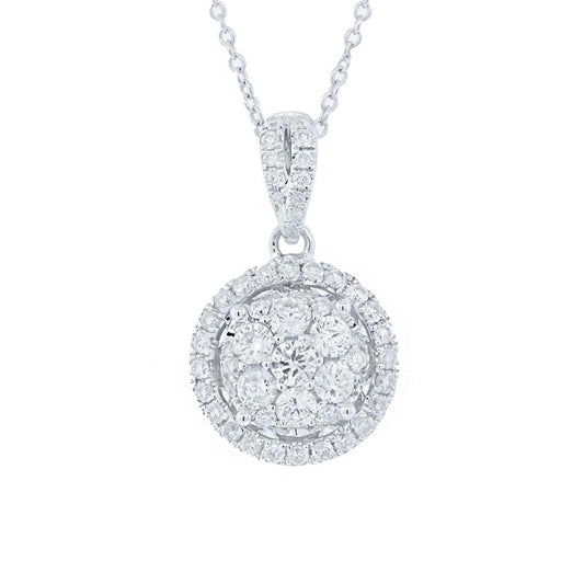 14k White Gold Diamond Pendant - 0.60ct