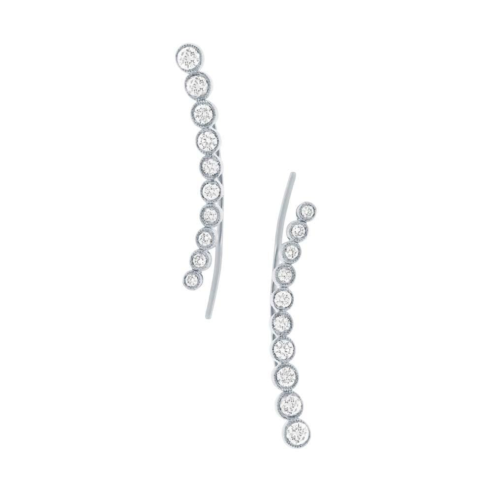 14k White Gold Diamond Ear Crawler Earring