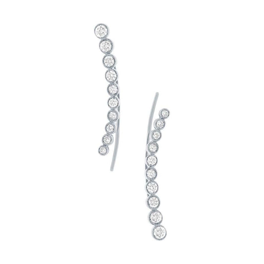 14k White Gold Diamond Ear Crawler Earring