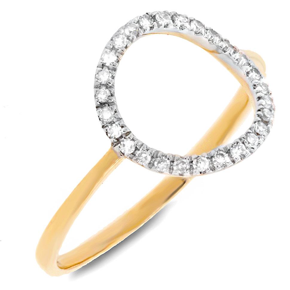 14k Yellow Gold Diamond ''O'' Ring - 0.11ct