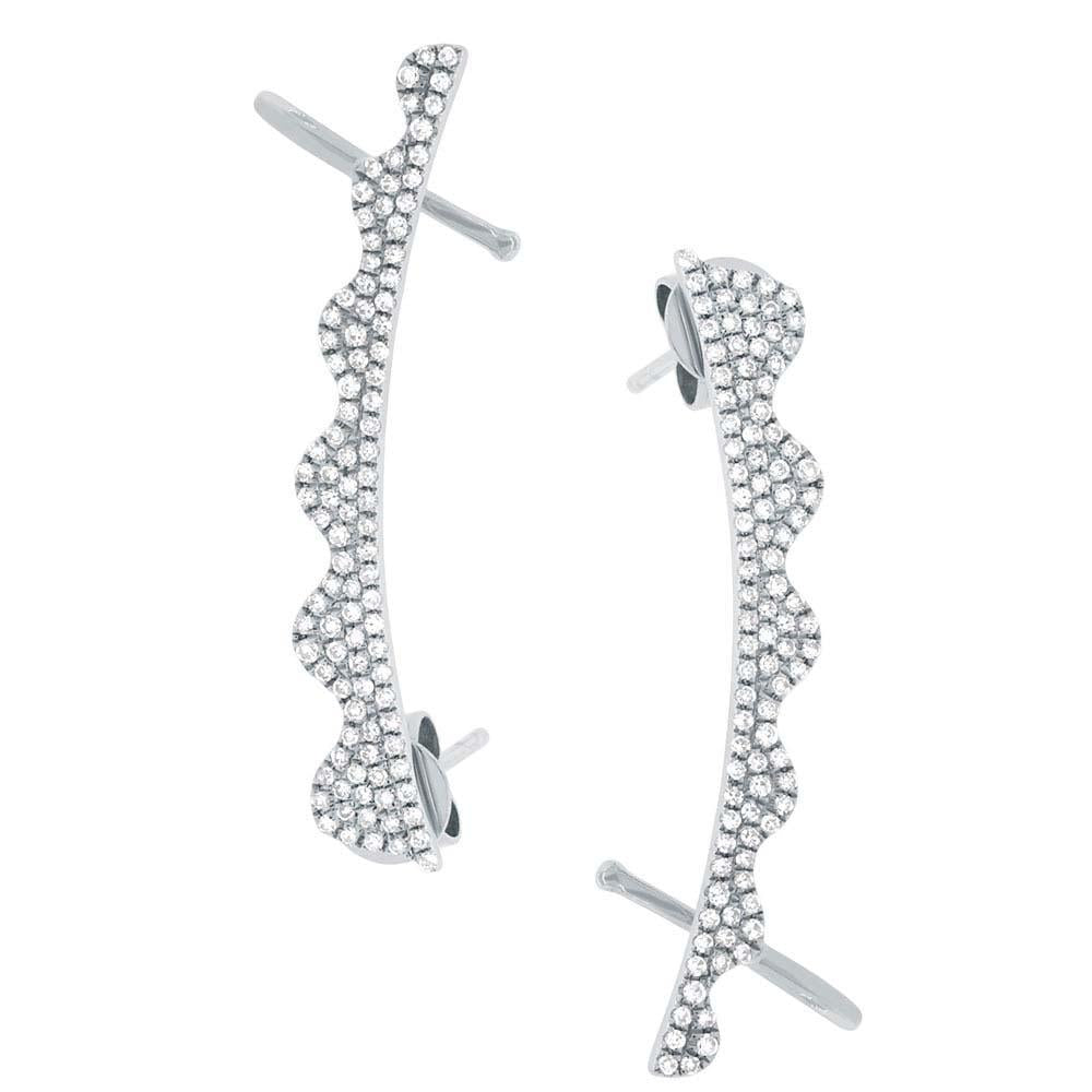 14k White Gold Diamond Ear Crawler Earring