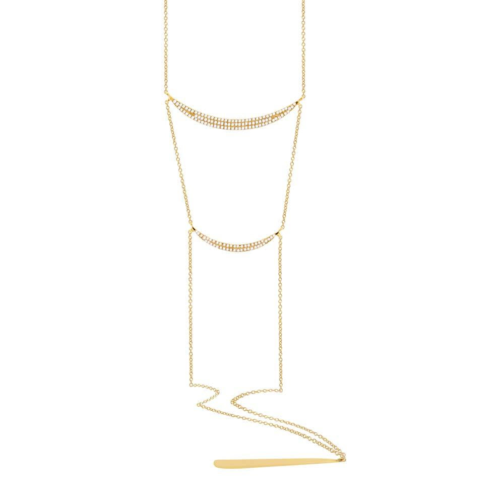 14k Yellow Gold Diamond Pave Lariat Necklace - 0.34ct