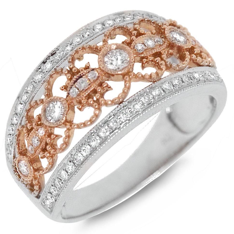 18k Two-tone Rose Gold Diamond Lady's Ring - 0.50ct