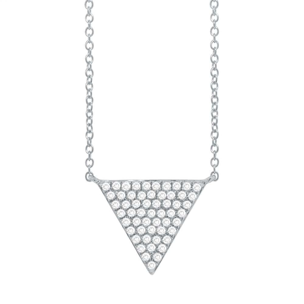 14k White Gold Diamond Pave Triangle Pendant - 0.17ct