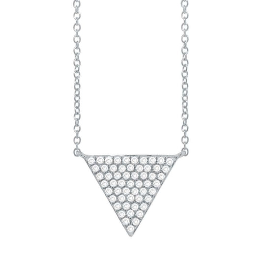 14k White Gold Diamond Pave Triangle Pendant - 0.17ct