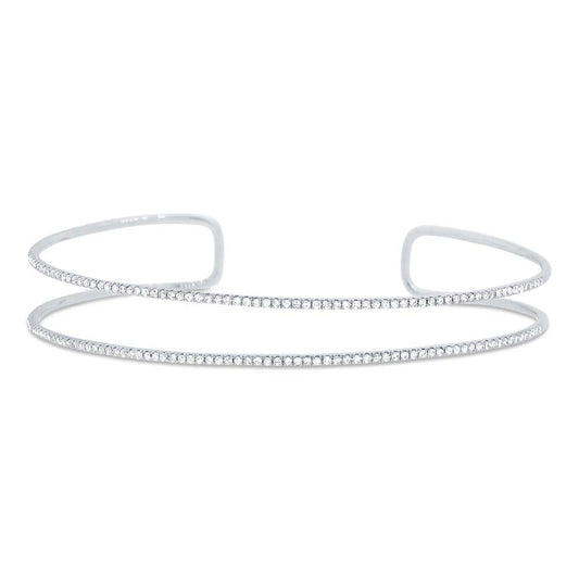 14k White Gold Diamond Bangle - 0.49ct