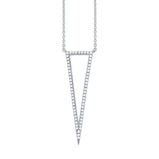 14k White Gold Diamond Triangle Necklace - 0.20ct V0051