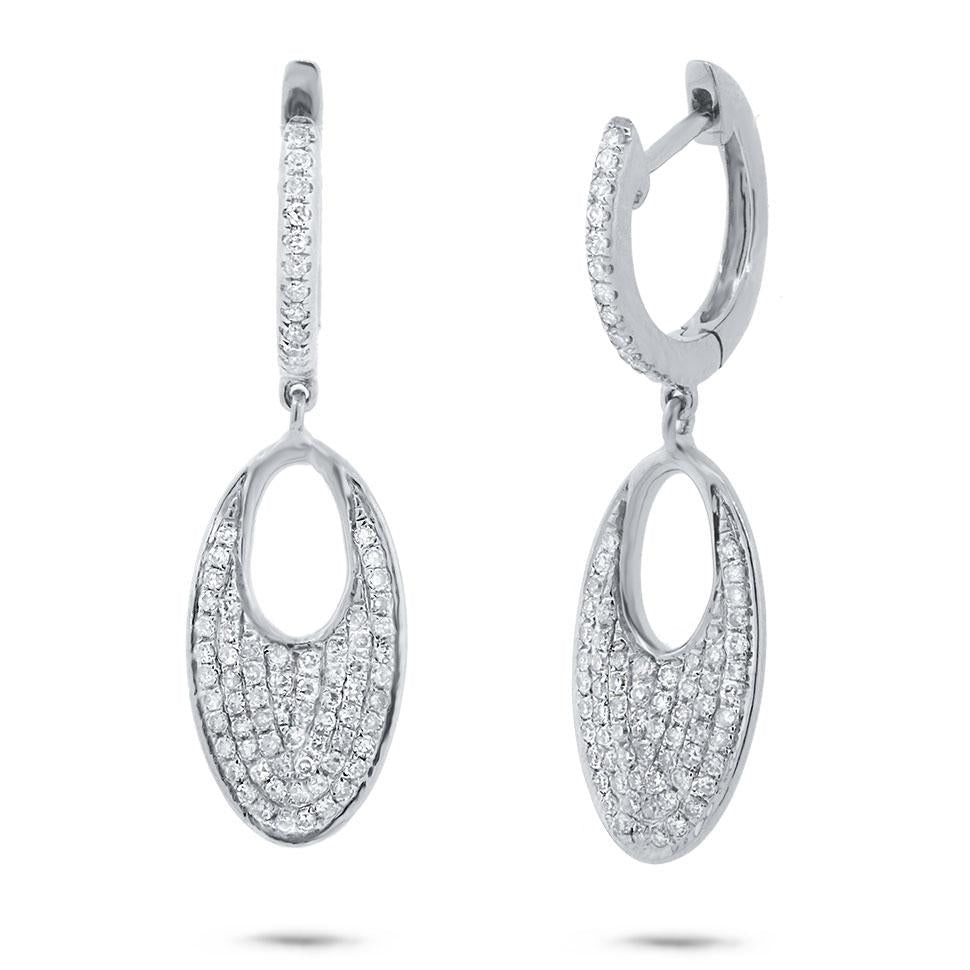 14k White Gold Diamond Pave Earring - 0.43ct