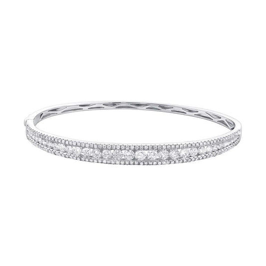 14k White Gold Diamond Bangle - 3.15ct