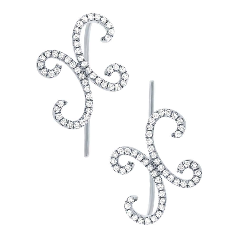 14k White Gold Diamond Ear Crawler Earring