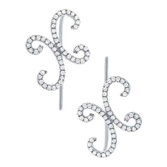 14k White Gold Diamond Ear Crawler Earring