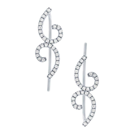 14k White Gold Diamond Ear Crawler Earring