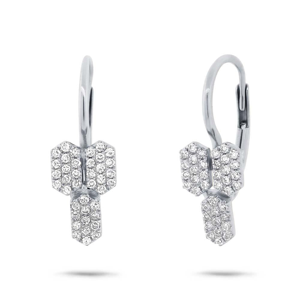 14k White Gold Diamond Bar Earring