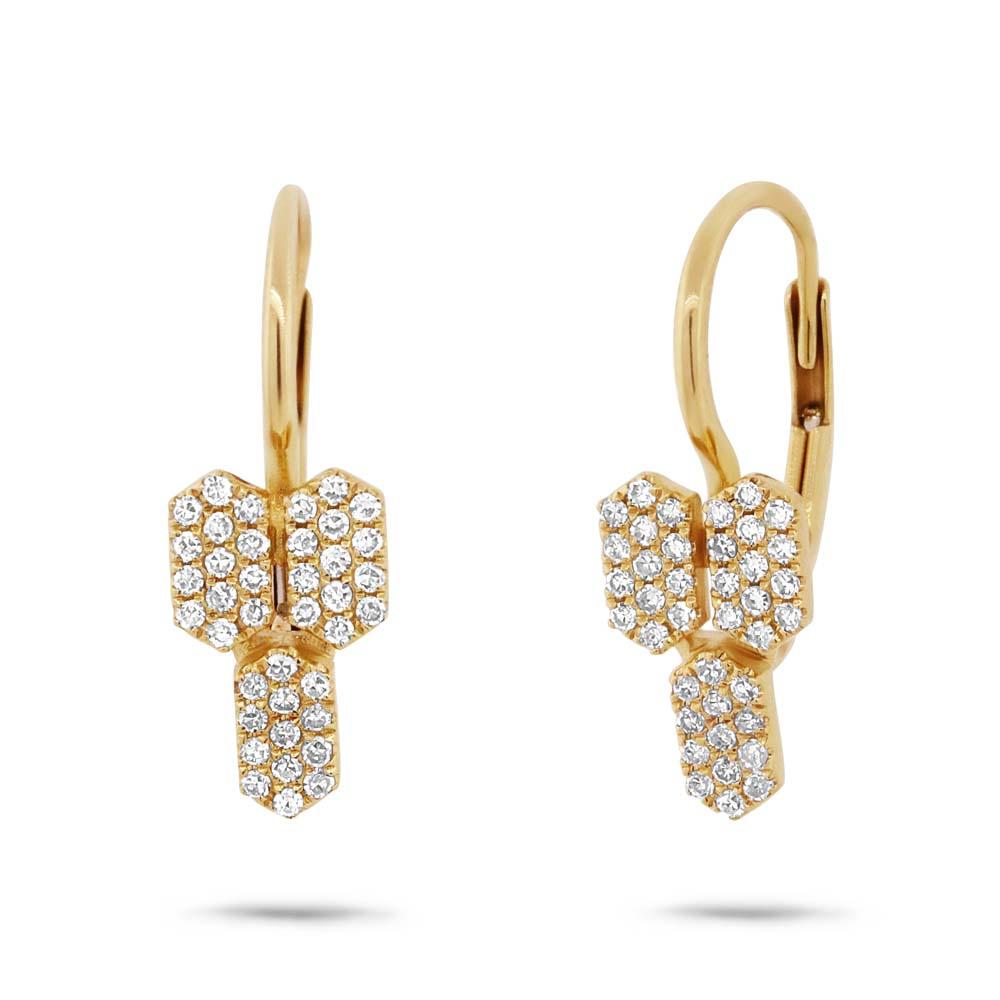 14k Yellow Gold Diamond Bar Earring