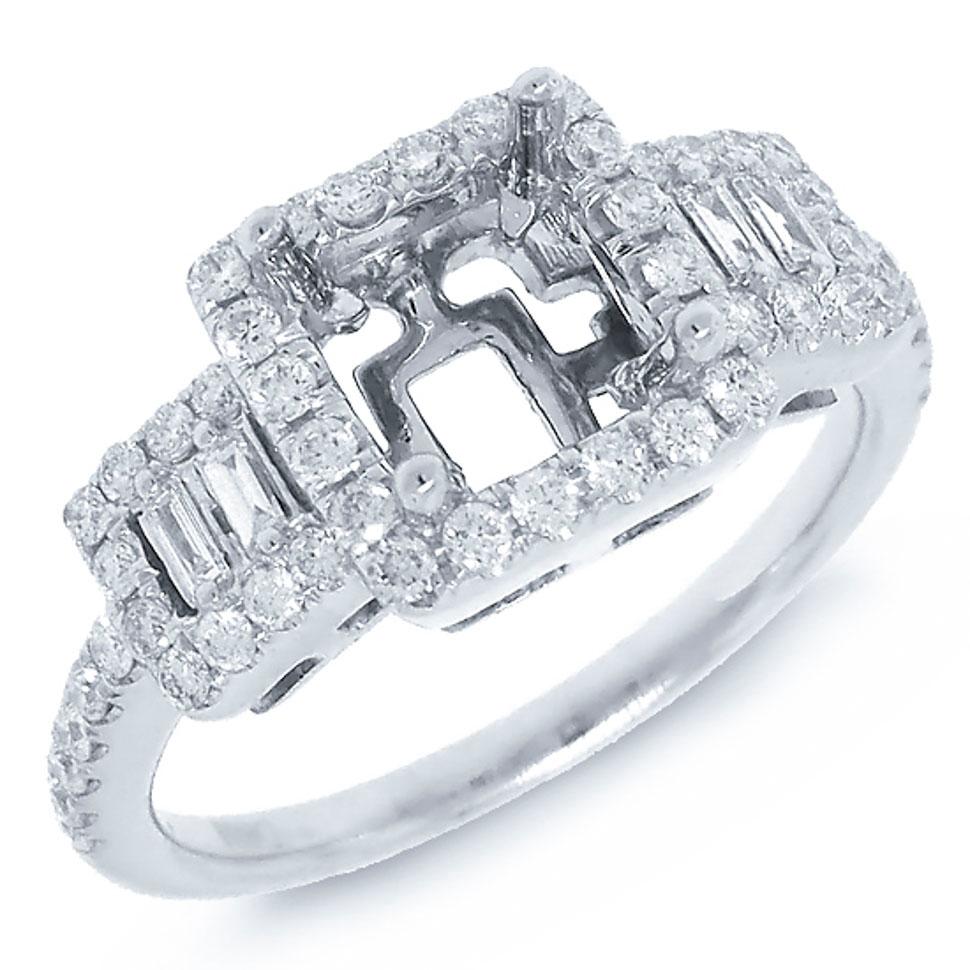 14k White Gold Diamond Semi-mount Ring - 0.58ct