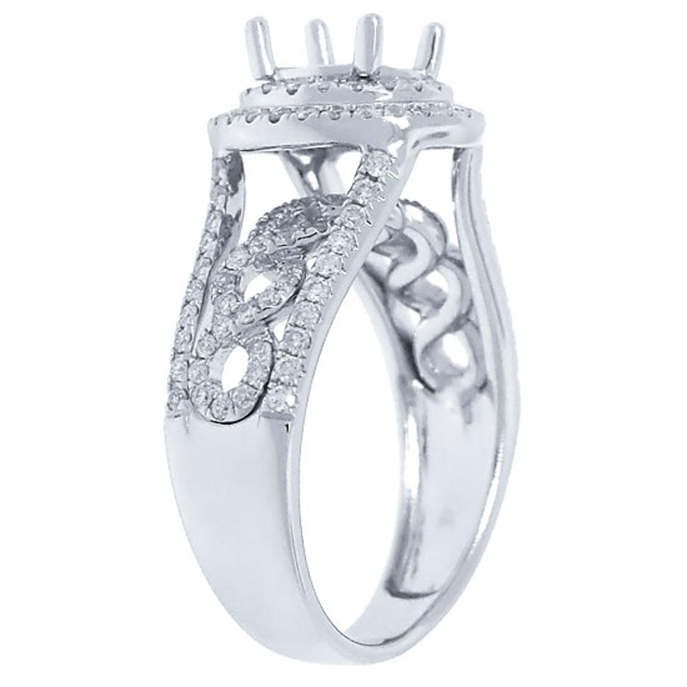 14k White Gold Diamond Semi-mount Ring - 0.75ct