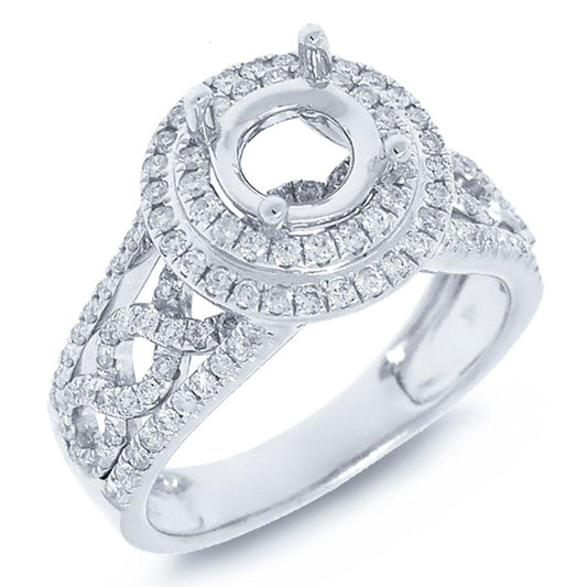 14k White Gold Diamond Semi-mount Ring - 0.75ct