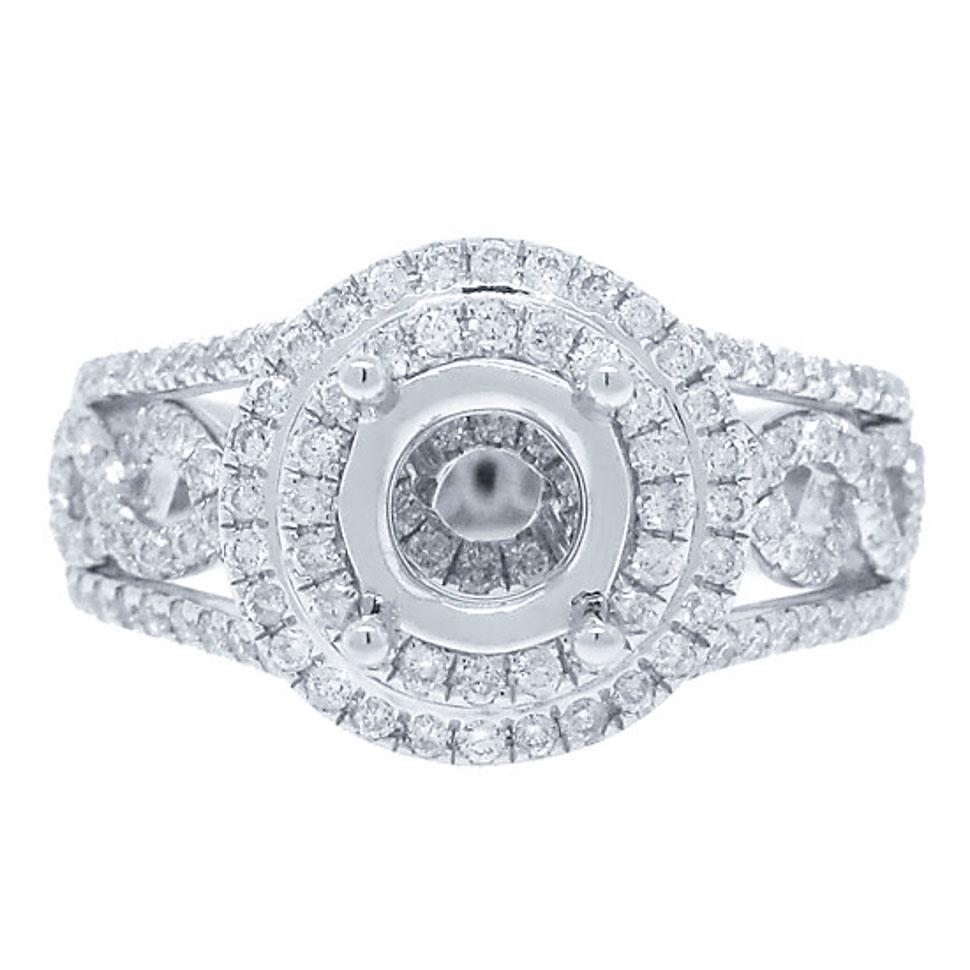 14k White Gold Diamond Semi-mount Ring - 0.75ct