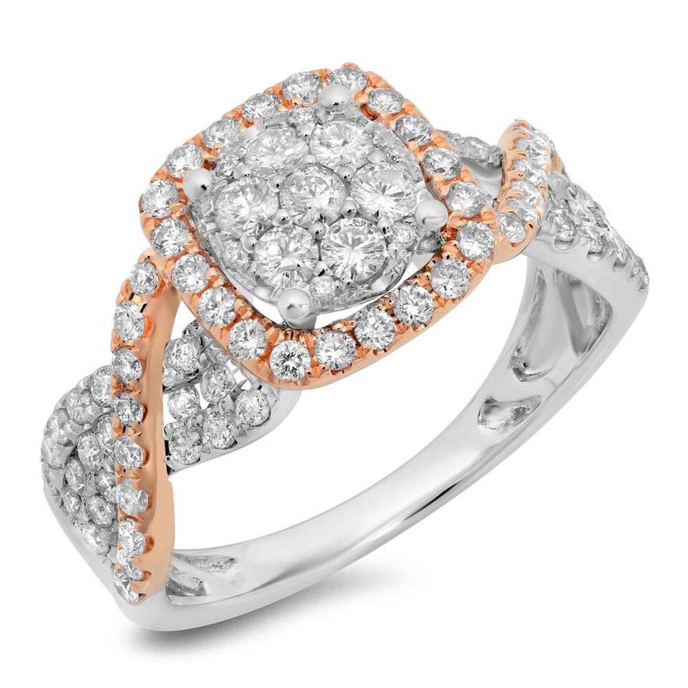 14k Two-tone Rose Gold Diamond Lady's Ring - 0.99ct