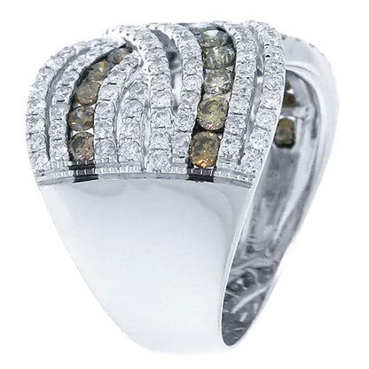 14k White Gold White & Champagne Diamond Lady's Ring - 2.00ct