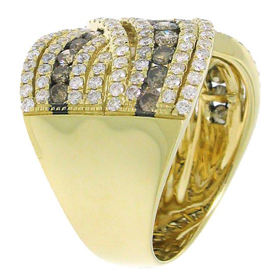 14k Yellow Gold White & Champagne Diamond Lady's Ring - 2.00ct