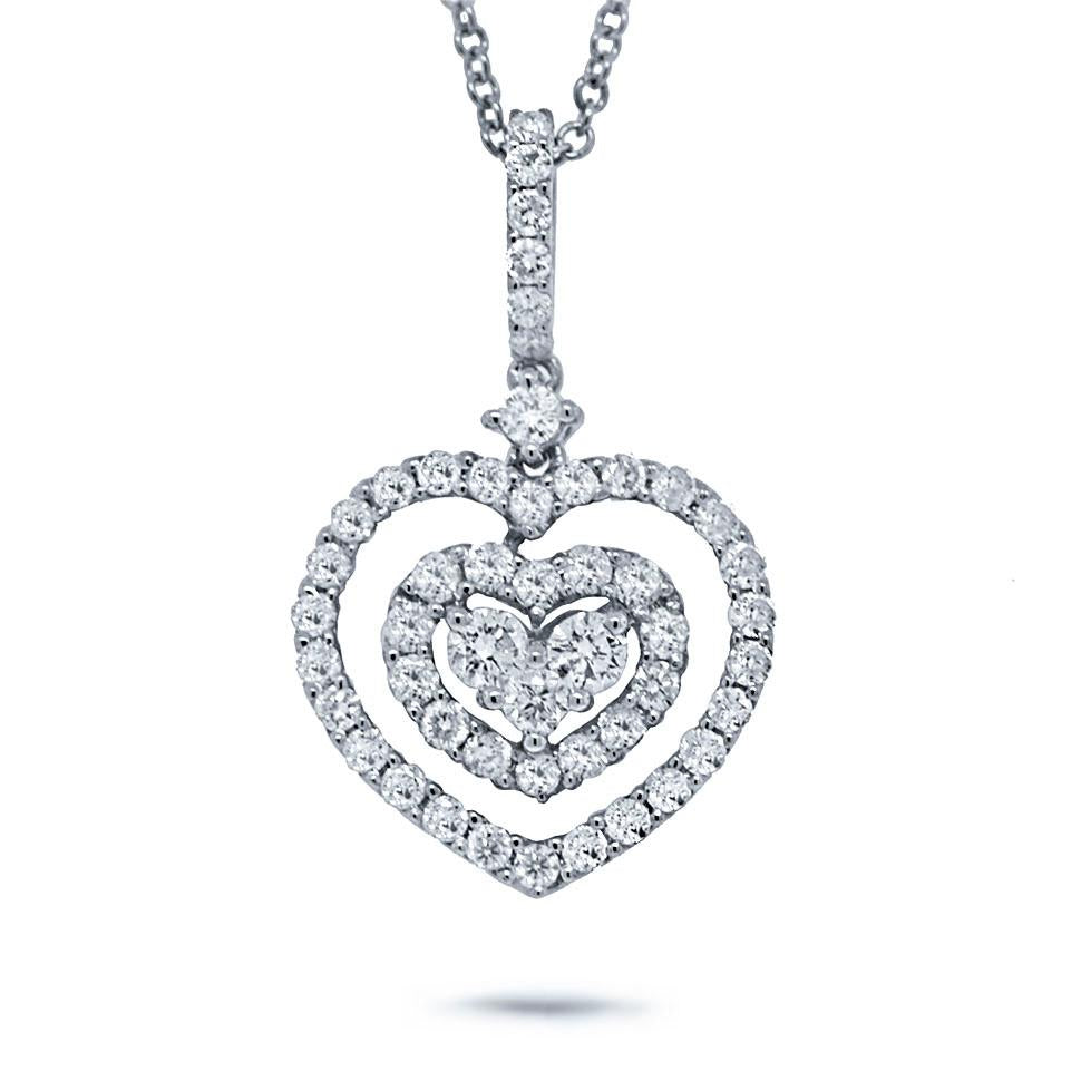 18k White Gold Diamond Heart Pendant - 0.62ct