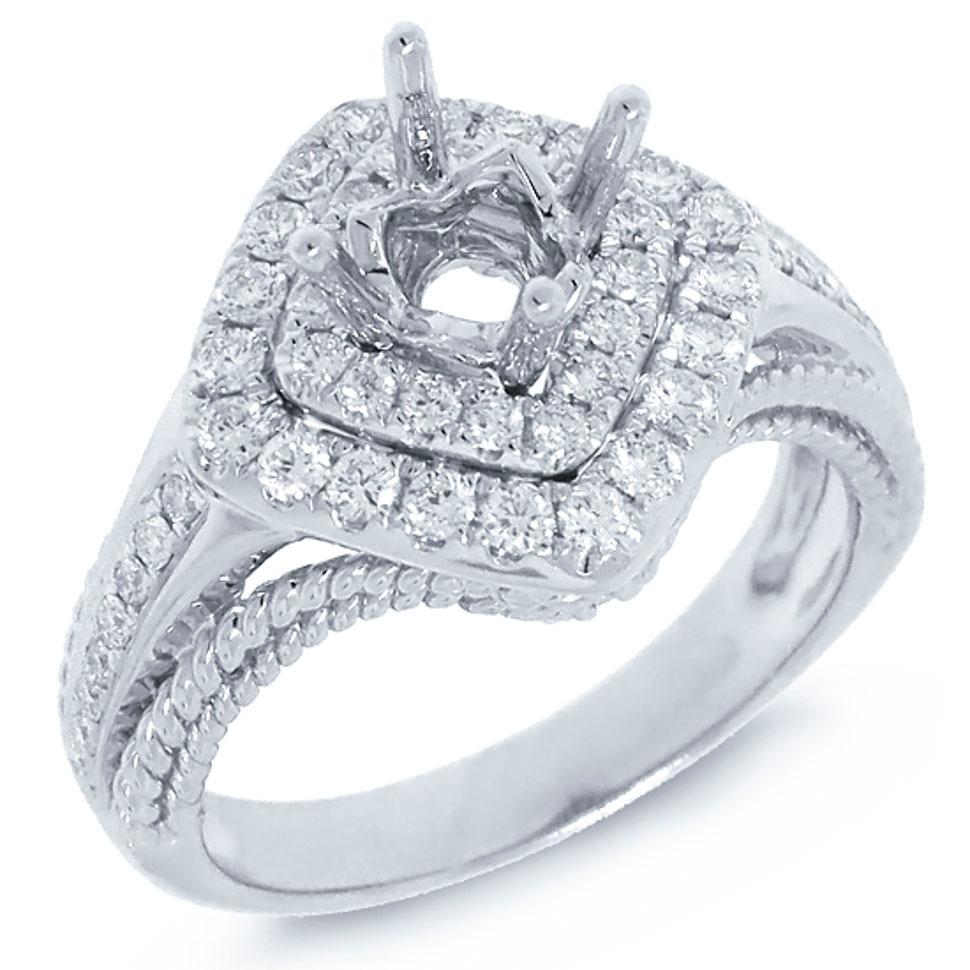 14k White Gold Diamond Semi-mount Ring - 0.60ct