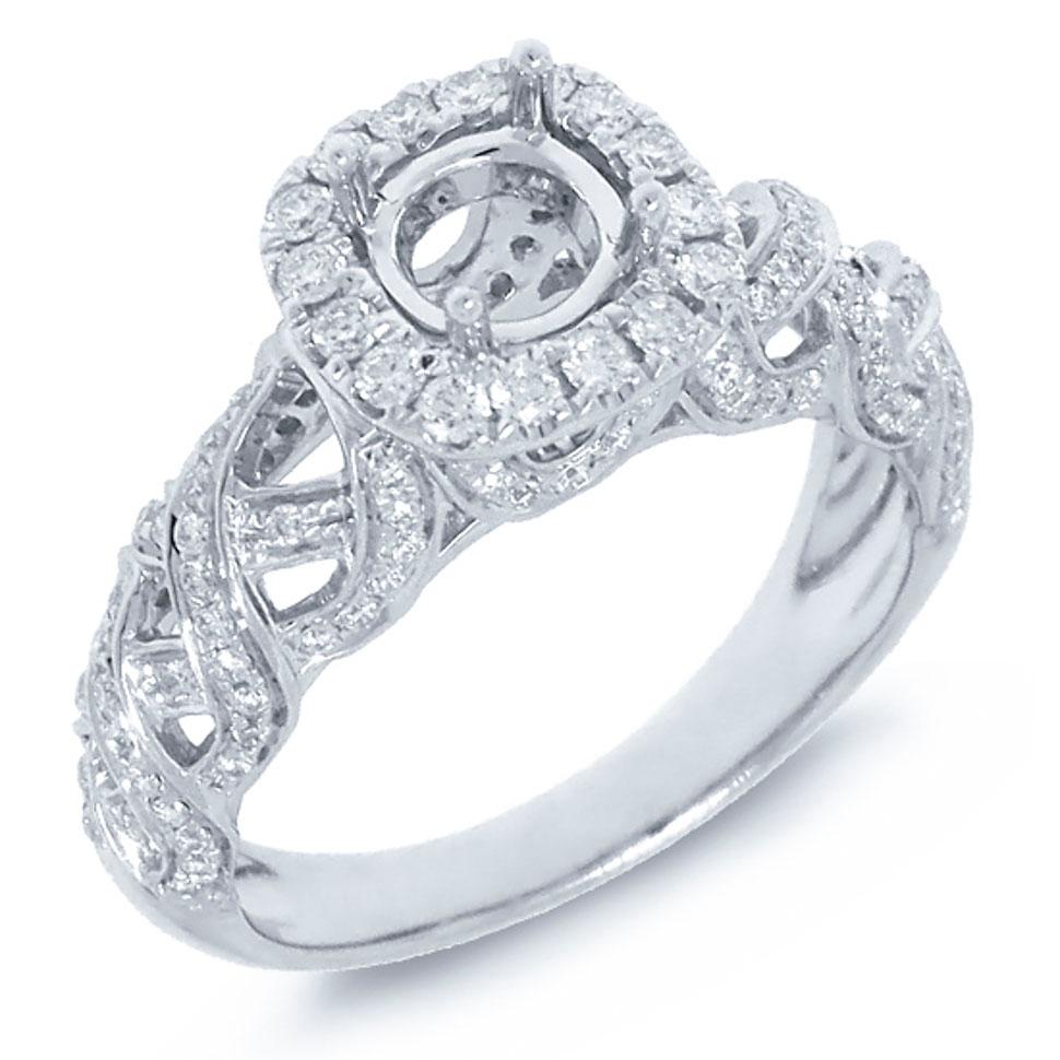 14k White Gold Diamond Semi-mount Ring - 0.54ct