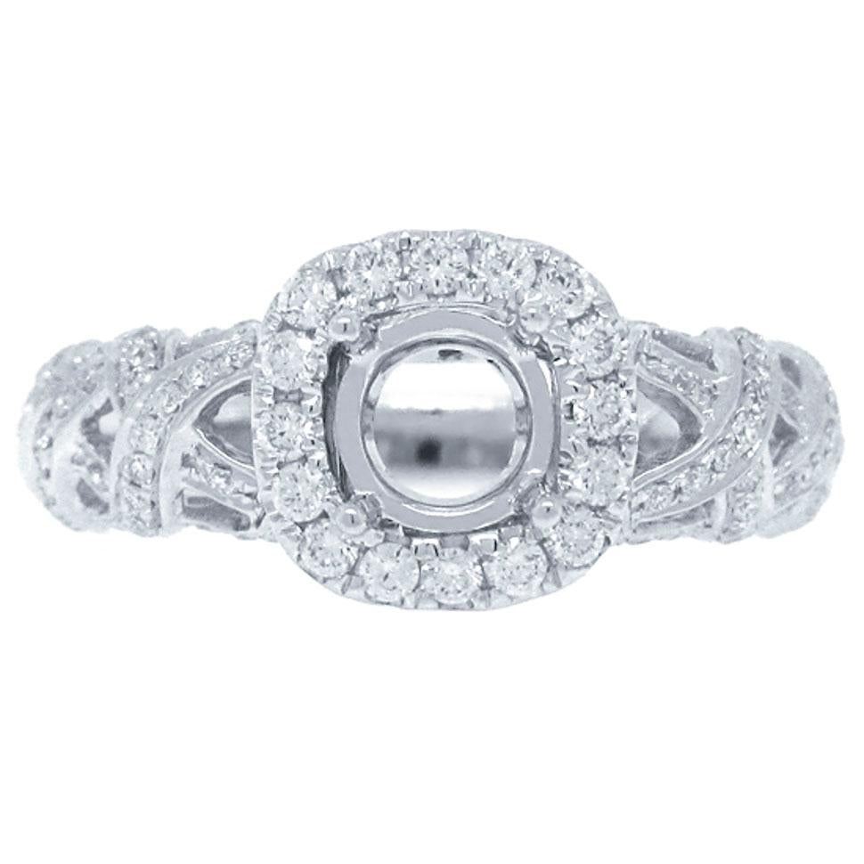 14k White Gold Diamond Semi-mount Ring - 0.54ct