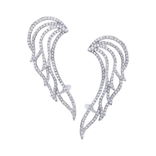 14k White Gold Diamond Ear Crawler Earring