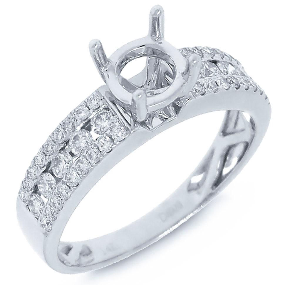 14k White Gold Diamond Semi-mount Ring - 0.48ct