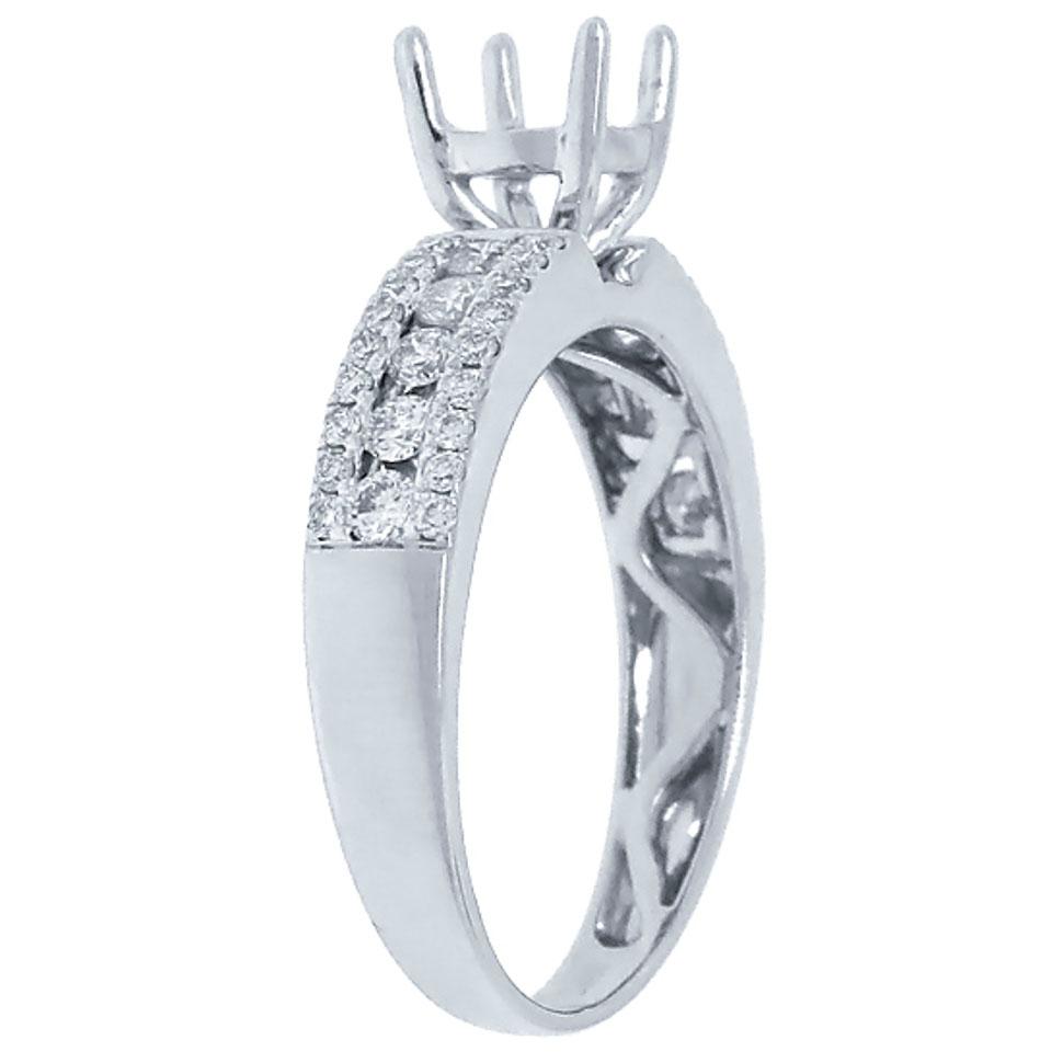 14k White Gold Diamond Semi-mount Ring - 0.48ct