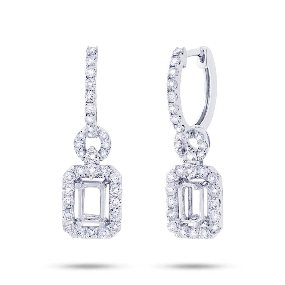 18k White Gold Diamond Semi-mount Earring - 1.14ct