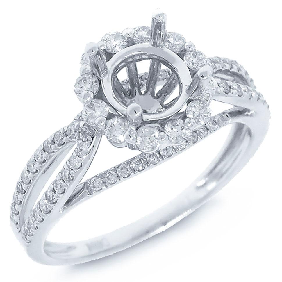 14k White Gold Diamond Semi-mount Ring - 0.52ct