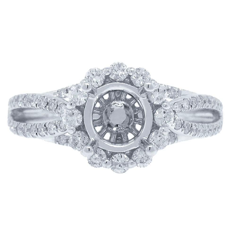 14k White Gold Diamond Semi-mount Ring - 0.52ct