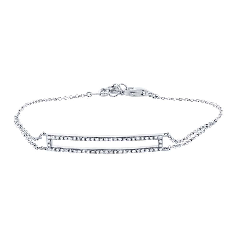 14k White Gold Diamond Bar Bracelet