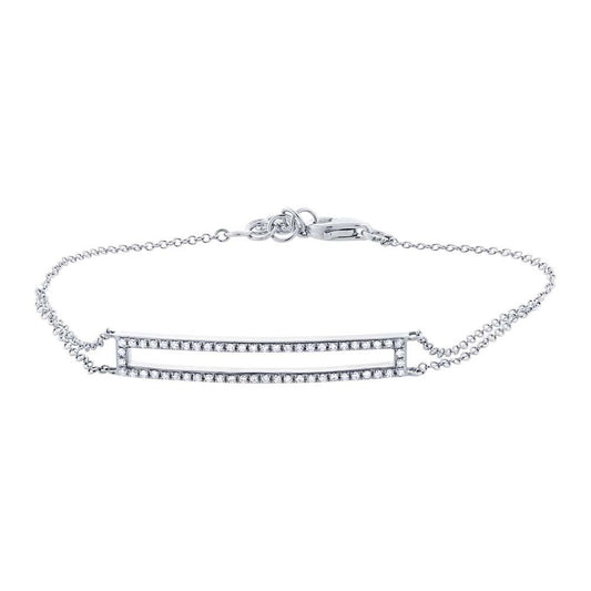 14k White Gold Diamond Bar Bracelet