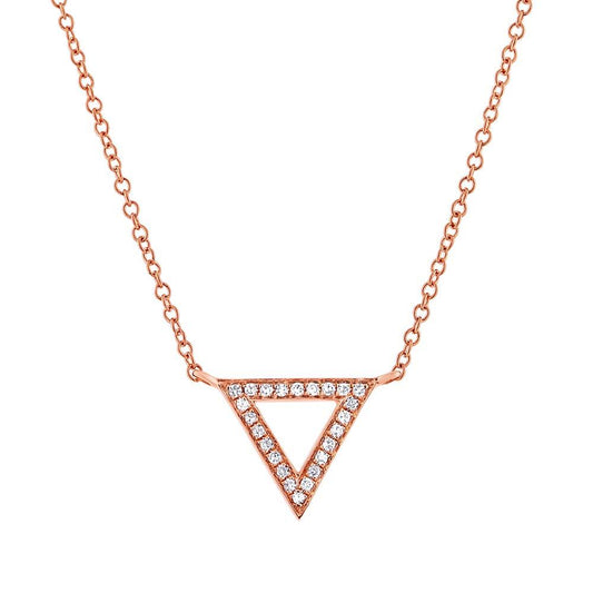 14k Rose Gold Diamond Triangle Pendant - 0.07ct