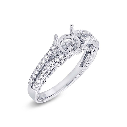 14k White Gold Diamond Semi-mount Ring - 0.90ct