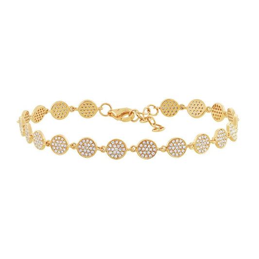 14k Yellow Gold Diamond Pave Circle Bracelet - 0.84ct