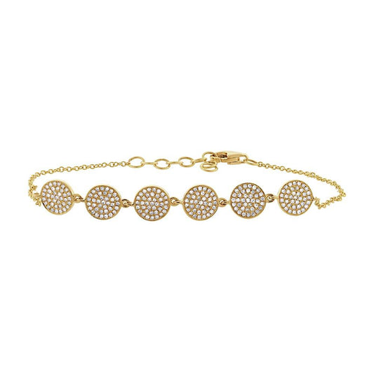 14k Yellow Gold Diamond Pave Circle Bracelet - 0.52ct