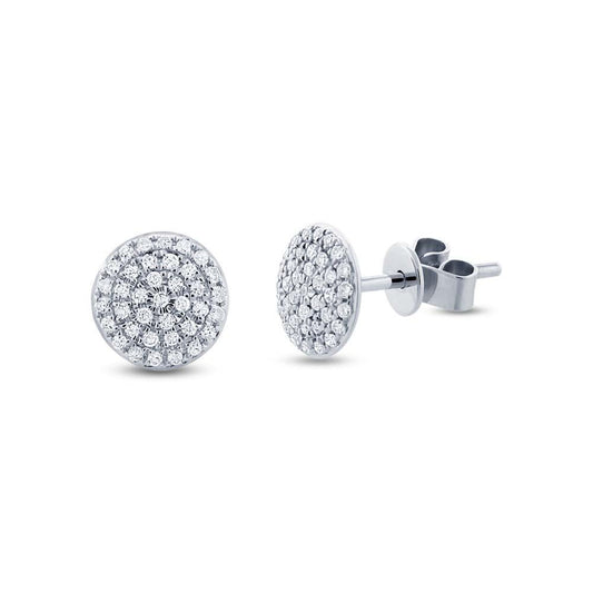 14k White Gold Diamond Pave Stud Earring - 0.21ct